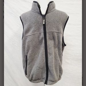 Vintage Men's EBTEK Eddie Bauer Gray Fleece Zip Up Lightweight Vest Size Medium